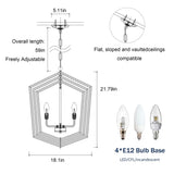 18.11" Matte Black Gold Chandelier for Dining Room, 4-Light Kitchen Chandelier Light Fixture W1592P209857