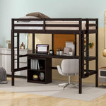 ZUN Twin size Loft Bed with Desk and Writing Board, Wooden Loft Bed with Desk & 2 Drawers Cabinet 41615218