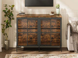 80" Dog Crate End Table, Heavy Duty 2-Door Indoor Pet Kennel, Multipurpose Dog House Furniture as TV W1820P472724