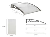 Door Awning Polycarbonate Window Canopy with White Panel and Gray Bracket for Rain and Sun 66566663