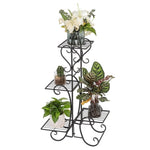 ZUN 4 Potted Square Flower Metal Shelves Plant Pot Stand Decoration for Indoor Outdoor Garden Black 34517195