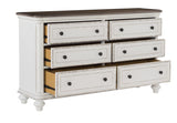Antique White and Brown Gray Finish1pc Dresser of 6x Drawers Black Knobs Traditional Design Bedroom B011134413