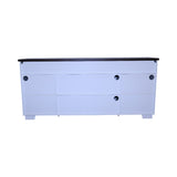 65.3" TV Stand with LED light strips and Iron mesh barn door Y decorative strip white Black walnut W1412P271798