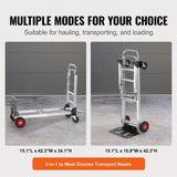 Folding Hand Truck, 2 in 1 Aluminum Design 250-400 lbs Capacity, Heavy Duty Industrial Collapsible 68241134