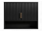 2-Door 3-Tier Slatted-Front Bathroom Wall Cabinet Melamine-Faced MDF 22.8*8*24.5in Black 32886927