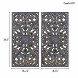 Distressed Carved Wood 2-piece Wall Decor Set B03598797