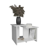 Weman 23.6" W Coffee Table with Open Shelf Living Room, Home Office Storage White B200P253736