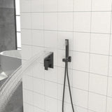 Dual Shower Head - 10 Inch Ceiling Mount Square Shower System with Rough-in Valve,Matte black W124381745