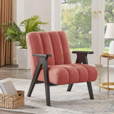 Rella Modern Teddy Sherpa Accent Chair with Espresso Wood Frame T2574P241337