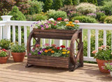2-Tier Vertical Raised Garden Bed, Burned Finish Semi-Wheel Decorative Planter for Wedding 30447488