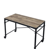 Rectangular Wooden Table Top Writing Desk, Rustic Oak and Black B016P317523