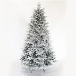 ZUN Snow Flocked Christmas Tree 7ft Artificial Hinged Pine Tree with White Realistic Tips Unlit W49819948