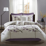 8 Piece Cotton Comforter Set Purple/Taupe Queen B03596977