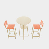 Bar table and chairs three piece set, gold frame, sponge made seat cushions and backrests, bar table W3064P245388