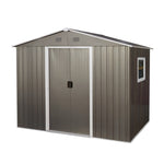 ZUN 8ft x 6ft Outdoor Metal Storage Shed with Window Grey W540P146761