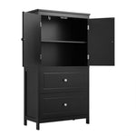 ZUN Bathroom Storage Cabinet, Cabinet with Two Doors and Drawers, Adjustable Shelf, MDF Board, Black 61107044