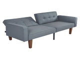 Modern PU Leather Futon Sofa with Tufted Backrest, Adjustable Reclining Couch with Wood & Metal 03787651