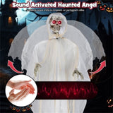 8.3 ft Halloween Standing Haunted Angel with Lighted Eyes and Automatic Wing Movement 38795094