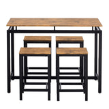 ZUN TREXM 5-Piece Compact Bar Table Set with Table and Stools - Modern Industrial Design, Space-Saving N715P173160D