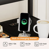 Full Metal Loft Bed with L-shaped Desk, LED Lights, Charging Cradle, LED Loft Bed Frame, Full 88987362