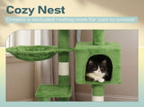 48in Plush Cat Tree with Leaves, Multi-level Cat Tower with Cat Condo, Cozy Hammock, Sisal 44394906