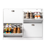 2 Rows 4 Drawers Shoe Cabinet Particle Board 102*25*78.5cm White 23849345