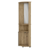 Kempwell 2-Door 2-Shelf Corner Bar Cabinet with Glass Rack Macadamia B062103273