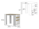 Kitchen Island 41" H, 2 Bottle Organizer and Shelf, White / Macadamia B097133048