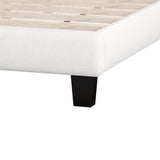 ZUN Upholstered Platform Bed with Saddle Curved Headboard and Diamond Tufted Details, Full, Beige WF294418AAA