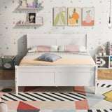 Full Size Wood Platform Bed with Headboard and Wooden Slat Support WF289141AAK