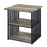 Antique Oak and Black 3-Shelf Nightstand B062P209017