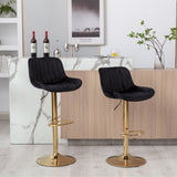 Chrome Footrest and Base Swivel Height Adjustable Mechanical Lifting Velvet Golden Leg Simple Bar W124956165