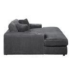 ZUN ACME Hilde Chaise w/2 Pillows, Gray Velvet LV03691