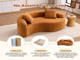 LY-042 S-Curved Chenille Sectional Sofa Dual-Depth , Orange, No Assembly, Compact W2231P329720