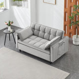 Modern Velvet Loveseat Futon Sofa Couch Pullout Bed, Small Love Seat Lounge Sofa w/Reclining W1658P145846