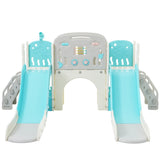 ZUN Kids Slide Playset Structure 8 in 1, Freestanding Ocean Themed Set with Slide, Arch N710P176322C