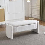 ZUN Elegant Long - shaped Storage Ottoman Bench of boucle material with Simple and Grand Design, White N769P227979W