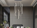 High Ceiling Chandelier Modern LED Ring Pendant Light 3 Color Dimmable Black Chandeliers 74511586