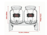2 Pack 1 Gallon Beverage Dispenser, Glass Drink Dispenser with Wood Stand for Parties 80389657
