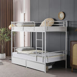 Twin Over Twin Convertible Bunk Bed with 2 Storage Drawers, Metal Bunk Bed Can be 65723139