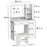 ZUN Vanity Desk with Mirror & Light, Large Drawer Three Level Storage Dresser, 3 Lighting Modes 10751002