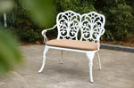 ZUN Patio Garden Bench Metal Park Bench Cast Aluminum Outdoor Furniture with Floral Rose for W640P250980