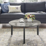 ZUN Living Room Coffee Table: Modern and stylish 36 inch round small coffee table, imitation marble W1781P178604