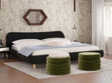 Roman Curved Headboard Upholstered Platform Bed, King, Ebony Black Boucle B2719P238212