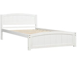 Wood Platform Bed with Headboard,Footboard and Wood Slat Support, White WF190781AAK