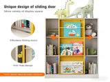 Bookshelf 6-Cube Storage Cabinet Bookcase with Sliding Storage Door Wooden Toy Organizer with Book 79050766