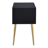 Black and Gold Side Table with 2 Drawer B062P181391