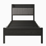 Twin Size Bed Frame, Storage Headboard with Charging Station, Solid and Stable, Noise Free, No Box 80586204