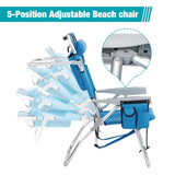 ZUN 63*70*99cm Heightened Oxford Cloth Silver White Aluminum Tube Bearing 100kg Beach Chair Blue 67374517