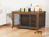 38.6" Dog Crate Furniture with Wheels for Small Dogs, Heavy Duty Dog Kennel Indoor with 2 Doors, W808P391671